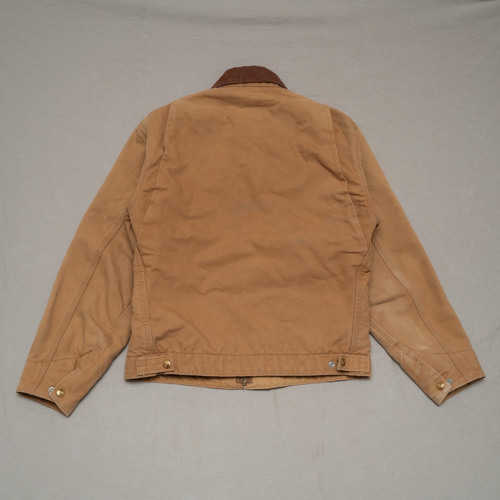 Vtg Carhartt Brown Detroit Blanket Lined Jacket J97 Size Small Corduroy Collar - Picture 7 of 16
